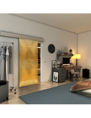 Glasschiebetür ECO-LINE - Fineprint Model 025 Gold auf Grauglas