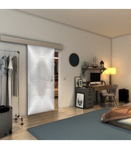 Glasschiebetür ECO-LINE - Fineprint Model 025 Weiss auf Grauglas