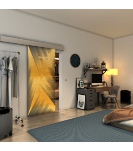Glasschiebetür ECO-LINE - Fineprint Model 026 Gold auf Grauglas