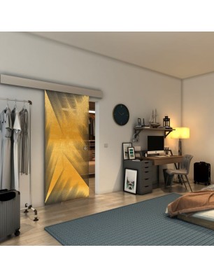 Glasschiebetür ECO-LINE - Fineprint Model 026 Gold auf Grauglas