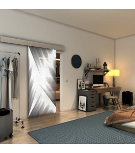 Glasschiebetür ECO-LINE - Fineprint Model 026 Weiss auf Grauglas