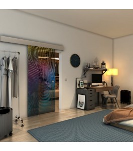 Glasschiebetür ECO-LINE - Fineprint Model 027 Verlauf auf Grauglas