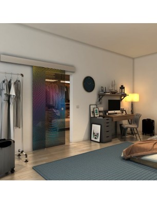 Glasschiebetür ECO-LINE - Fineprint Model 027 Verlauf auf Grauglas