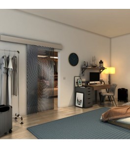 Glasschiebetür ECO-LINE - Fineprint Model 027 Weiss auf Grauglas