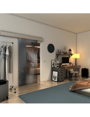 Glasschiebetür ECO-LINE - Fineprint Model 027 Weiss auf Grauglas