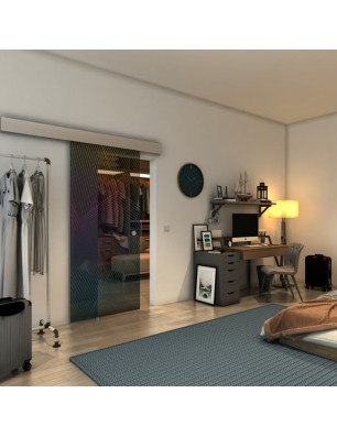 Glasschiebetür ECO-LINE - Fineprint Model 028 Verlauf auf Grauglas