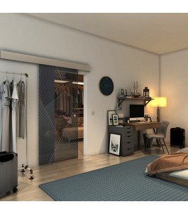 Glasschiebetür ECO-LINE - Fineprint Model 028 Weiss auf Grauglas
