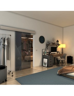 Glasschiebetür ECO-LINE - Fineprint Model 028 Weiss auf Grauglas