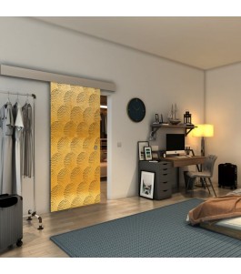 Glasschiebetür ECO-LINE - Fineprint Model 029 Gold auf Grauglas