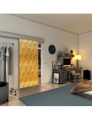 Glasschiebetür ECO-LINE - Fineprint Model 029 Gold auf Grauglas