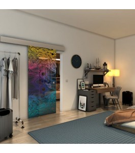 Glasschiebetür ECO-LINE - Fineprint Model 030 Verlauf auf Grauglas