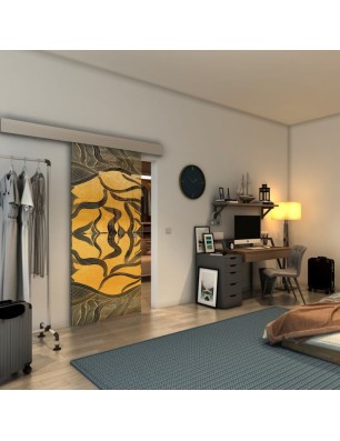 Glasschiebetür ECO-LINE - Fineprint Model 031 Gold auf Grauglas