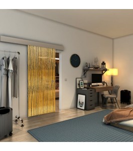 Glasschiebetür ECO-LINE - Fineprint Model 032 Gold auf Grauglas