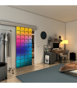 Glasschiebetür ECO-LINE - Fineprint Model 033 Verlauf auf Grauglas