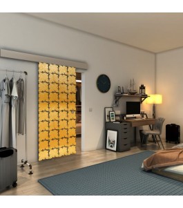 Glasschiebetür ECO-LINE - Fineprint Model 033 Gold auf Grauglas