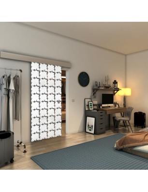 Glasschiebetür ECO-LINE - Fineprint Model 033 Weiss auf Grauglas