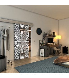 Glasschiebetür ECO-LINE - Fineprint Model 037 Weiss auf Grauglas