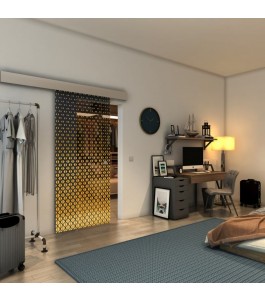 Glasschiebetür ECO-LINE - Fineprint Model 038 Gold auf Grauglas