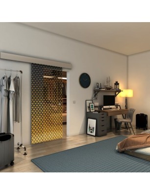 Glasschiebetür ECO-LINE - Fineprint Model 038 Gold auf Grauglas
