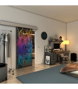 Glasschiebetür ECO-LINE - Fineprint Model 039 Verlauf auf Grauglas