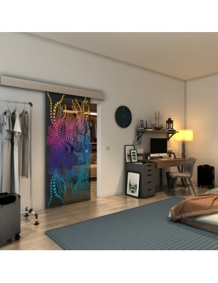 Glasschiebetür ECO-LINE - Fineprint Model 039 Verlauf auf Grauglas