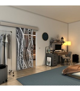 Glasschiebetür ECO-LINE - Fineprint Model 040 Weiss auf Grauglas
