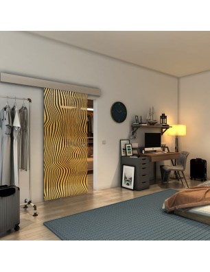 Glasschiebetür ECO-LINE - Fineprint Model 041 Gold auf Grauglas