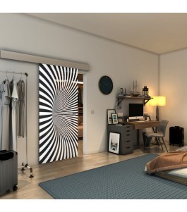 Glasschiebetür ECO-LINE - Fineprint Model 043 Weiss auf Grauglas