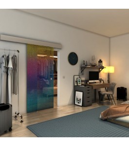 Glasschiebetür ECO-LINE - Fineprint Model 046 Verlauf auf Grauglas