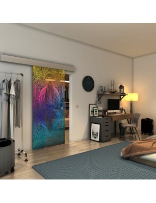 Glasschiebetür ECO-LINE - Fineprint Model 048 Verlauf auf Grauglas