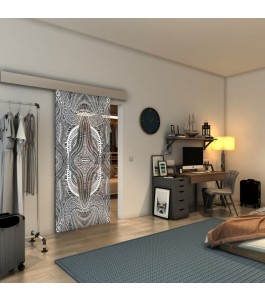 Glasschiebetür ECO-LINE - Fineprint Model 048 Weiss auf Grauglas