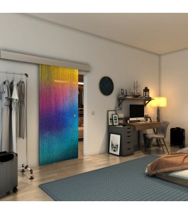 Glasschiebetür ECO-LINE - Fineprint Model 050 Verlauf auf Grauglas