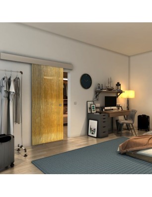 Glasschiebetür ECO-LINE - Fineprint Model 050 Gold auf Grauglas