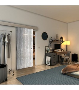 Glasschiebetür ECO-LINE - Fineprint Model 050 Weiss auf Grauglas