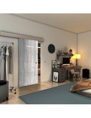 Glasschiebetür ECO-LINE - Fineprint Model 050 Weiss auf Grauglas