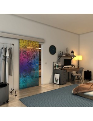 Glasschiebetür ECO-LINE - Fineprint Model 051 Verlauf auf Grauglas