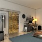 Glasschiebetür ECO-LINE - Fineprint Modell 051 Gold auf Grauglas Glasschiebetür ECO-LINE - Fineprint Modell 051 Gold auf Grauglas