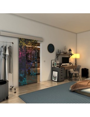 Glasschiebetür ECO-LINE - Fineprint Model 054 Verlauf auf Grauglas