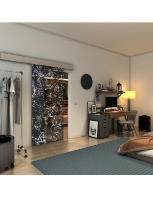 Glasschiebetür ECO-LINE - Fineprint Model 054 Weiss auf Grauglas