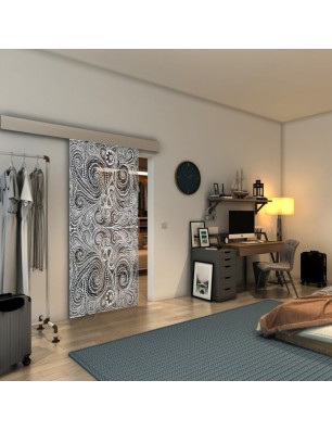 Glasschiebetür ECO-LINE - Fineprint Model 055 Weiss auf Grauglas