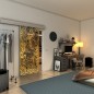 Glasschiebetür ECO-LINE - Fineprint Modell 056 Gold auf Grauglas Glasschiebetür ECO-LINE - Fineprint Modell 056 Gold auf Grauglas