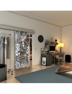 Glasschiebetür ECO-LINE - Fineprint Model 056 Weiss auf Grauglas