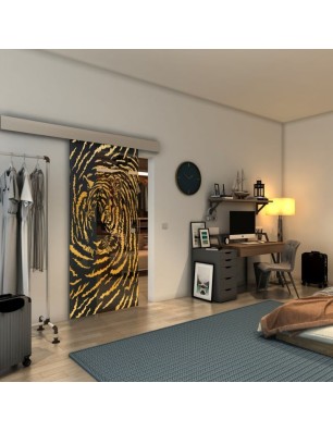 Glasschiebetür ECO-LINE - Fineprint Model 057 Gold auf Grauglas