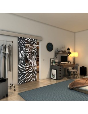 Glasschiebetür ECO-LINE - Fineprint Model 057 Weiss auf Grauglas