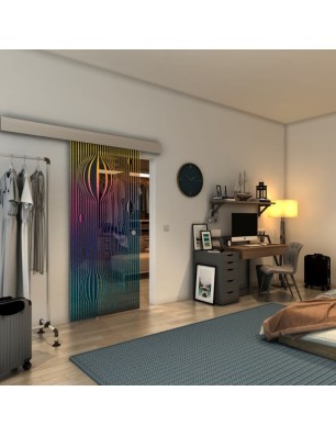Glasschiebetür ECO-LINE - Fineprint Model 060 Verlauf auf Grauglas