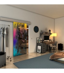 Glasschiebetür ECO-LINE - Fineprint Model 061 Verlauf auf Grauglas