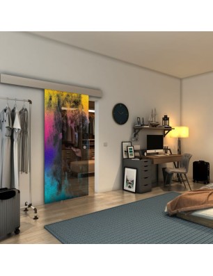 Glasschiebetür ECO-LINE - Fineprint Model 061 Verlauf auf Grauglas