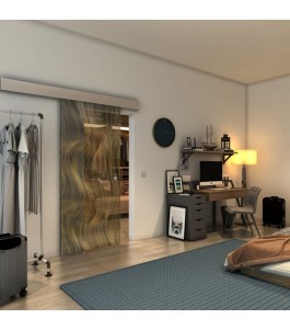 Glasschiebetür ECO-LINE - Fineprint Model 062 Gold auf Grauglas