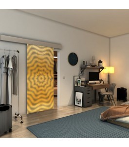Glasschiebetür ECO-LINE - Fineprint Model 064 Gold auf Grauglas