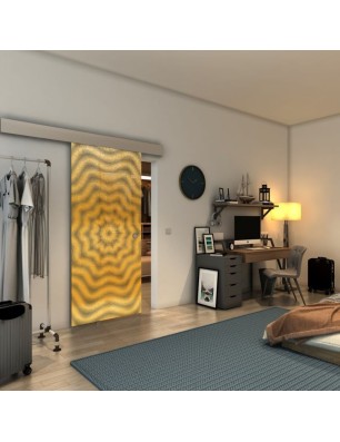 Glasschiebetür ECO-LINE - Fineprint Model 064 Gold auf Grauglas